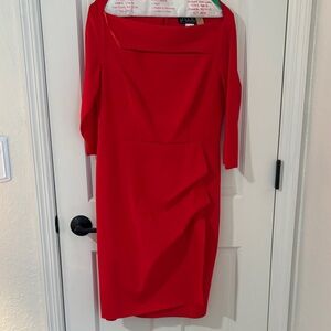 Alex Evenings Vibrant Red Long Sleeve Dress
